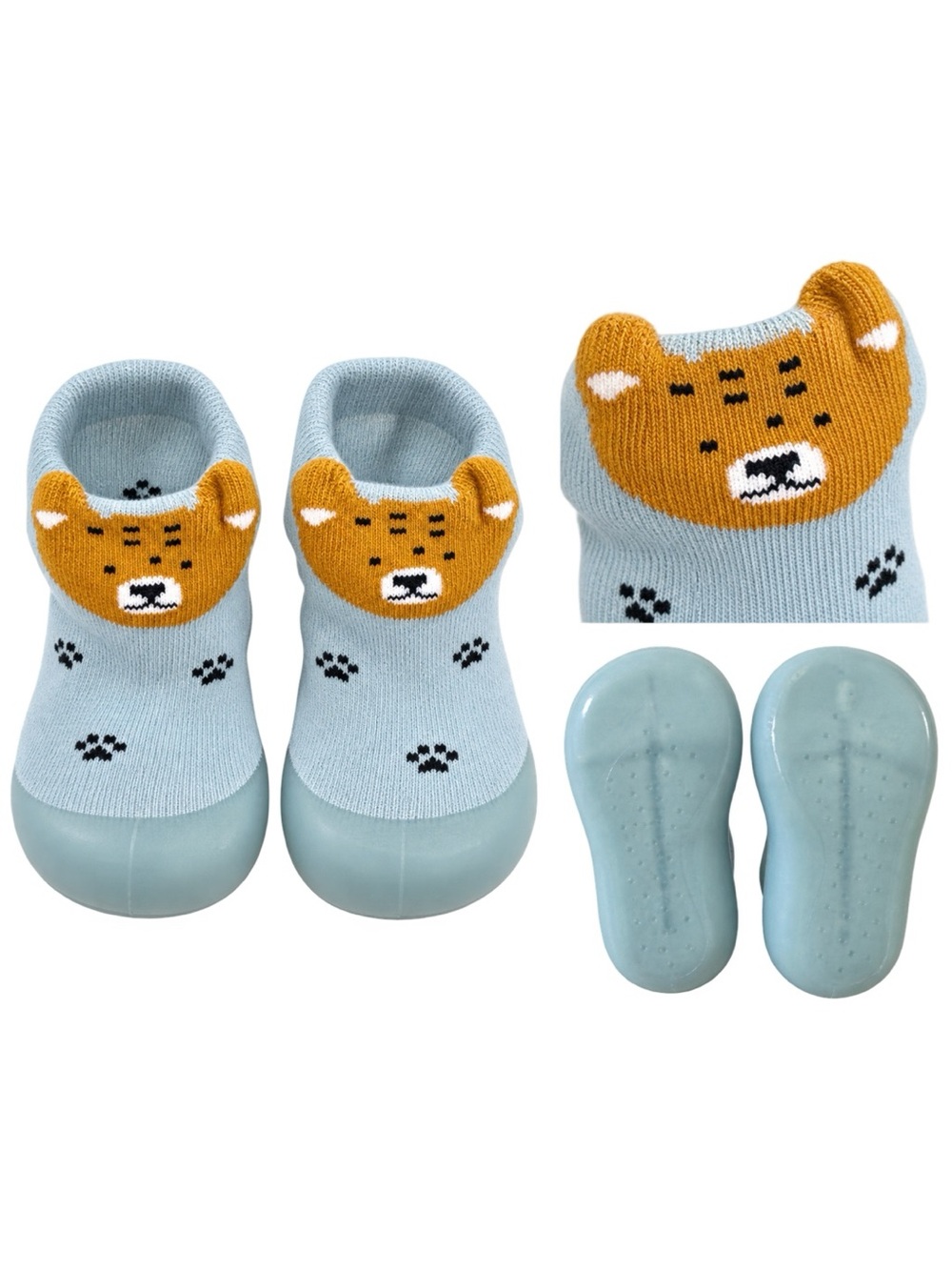 Bear Baby Sock Shoes / Slipper Socks – Blue